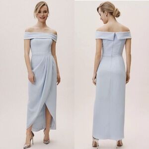 BHLDN Anthropologie Thompson Dress in Aqua Bliss Off the Shoulder